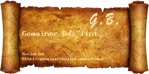 Gemeiner Bálint névjegykártya